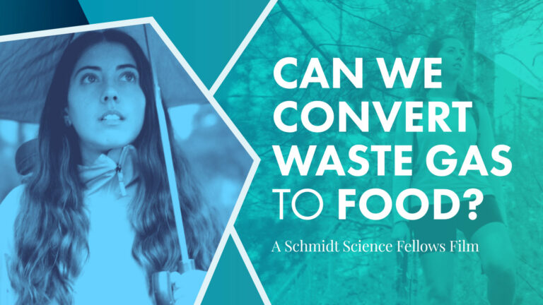 Image of Rebecca Sherbo with the text Can we Convert Waste Gas to Food?